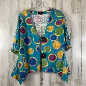 Kaleidoscope Woman’s Large Mesh Polka Dot Top